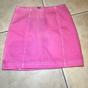 Free People Bright Pink Panel-Seam Mini Skirt